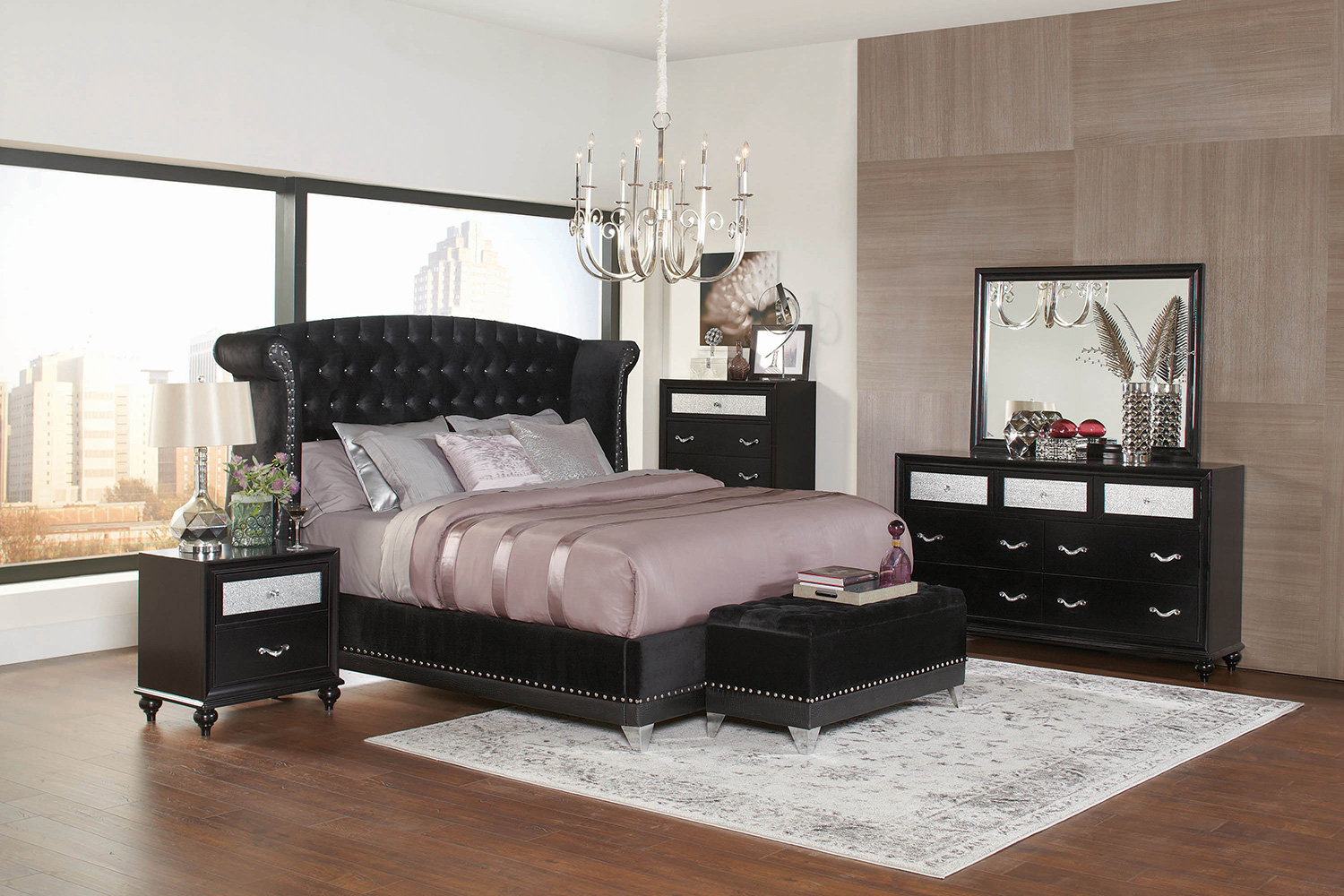 Coaster Barzini Eastern King Tufted Upholstered Bed - Black