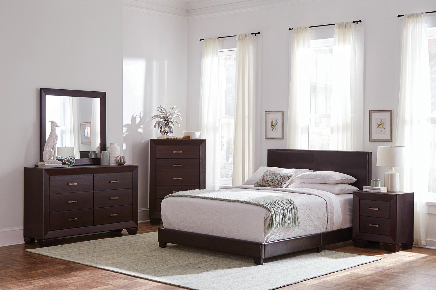 Coaster Dorian Upholstered Eastern King Bed - Brown
