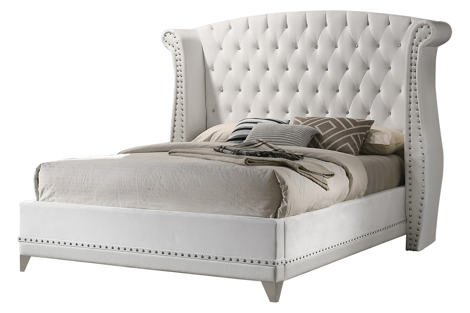 Coaster Barzini Queen Wingback Tufted Bed - White