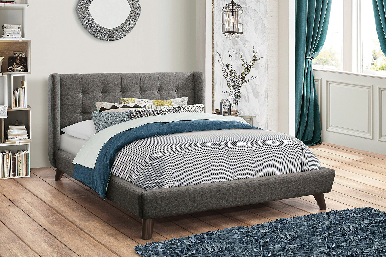 Coaster Carrington Button Tufted Eastern King Bed - Gray