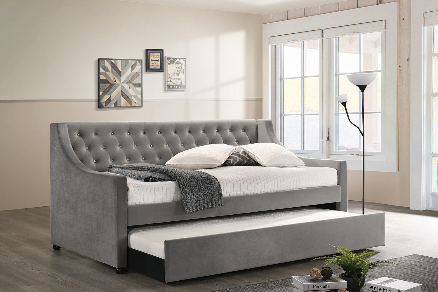 Coaster - Chatsboro Twin Upholstered Daybed With Trundle in Gray