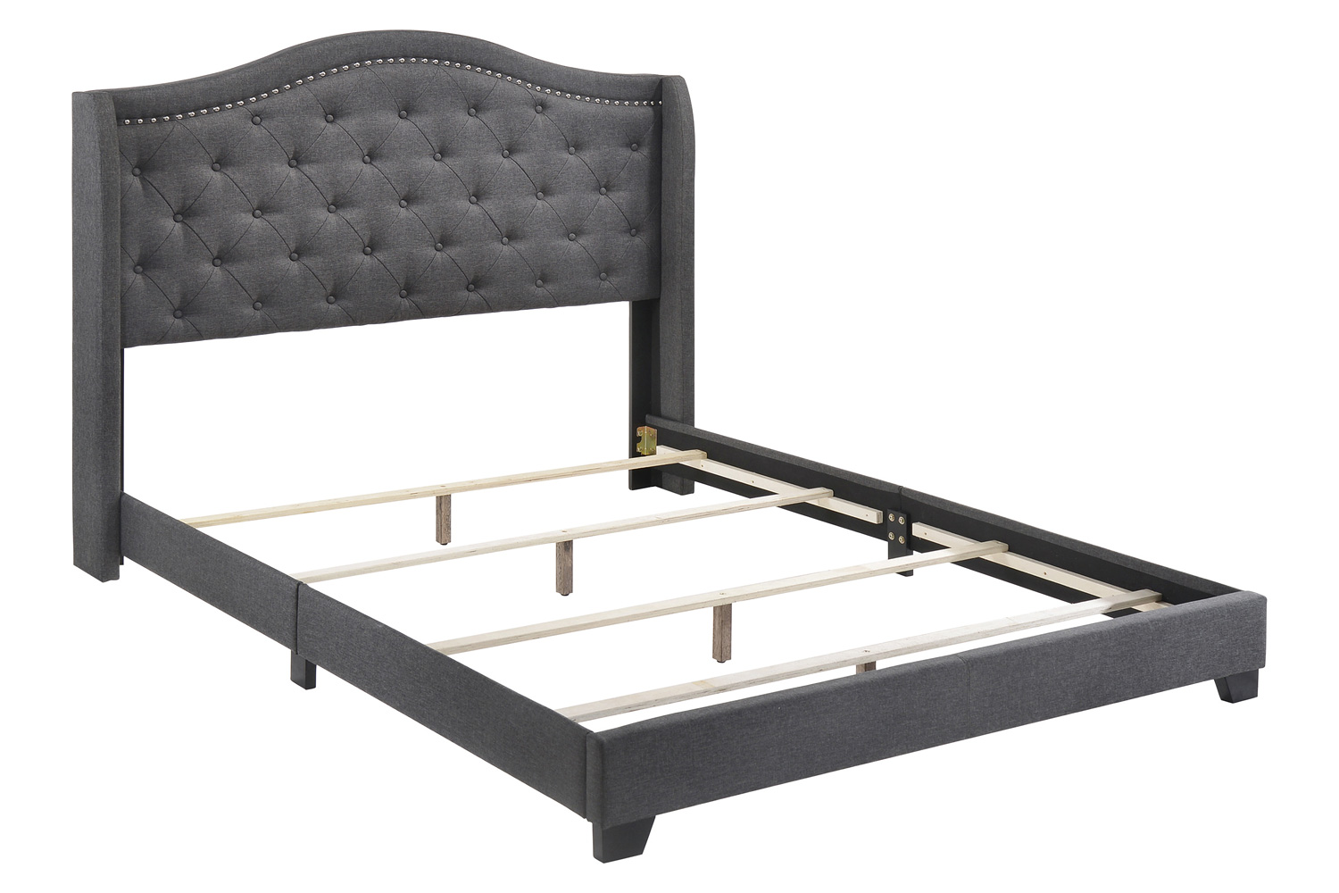 Coaster Tamarac Upholstered Nailhead Queen Bed - Gray