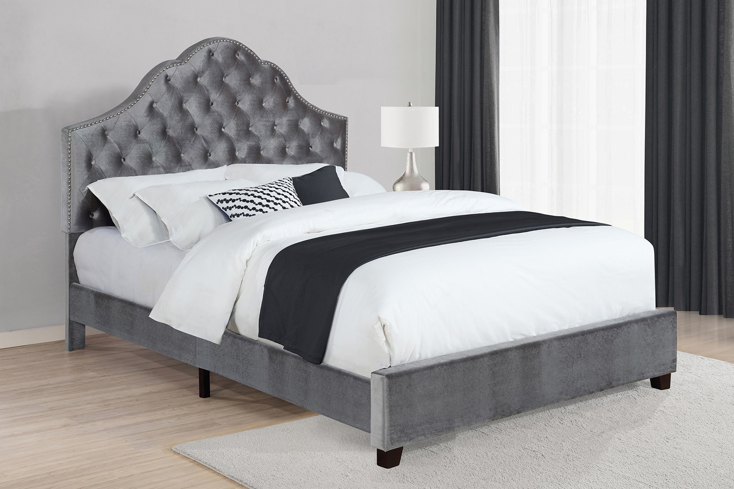 Coaster Abbeville Eastern King Upholstered Bed with Arched Headboard - Gray