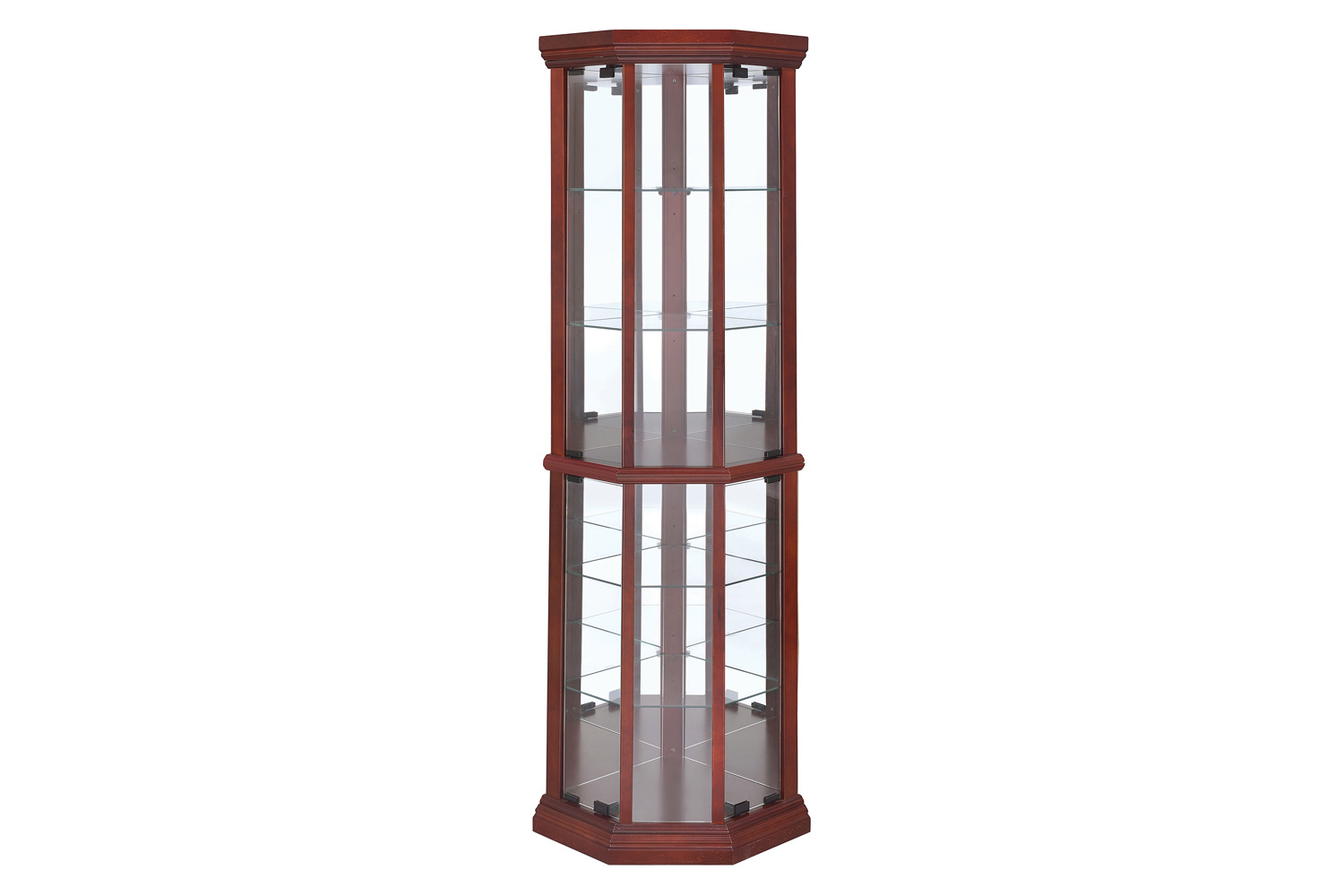 Coaster - 6-Shelf Corner Curio Cabinet in Medium Brown