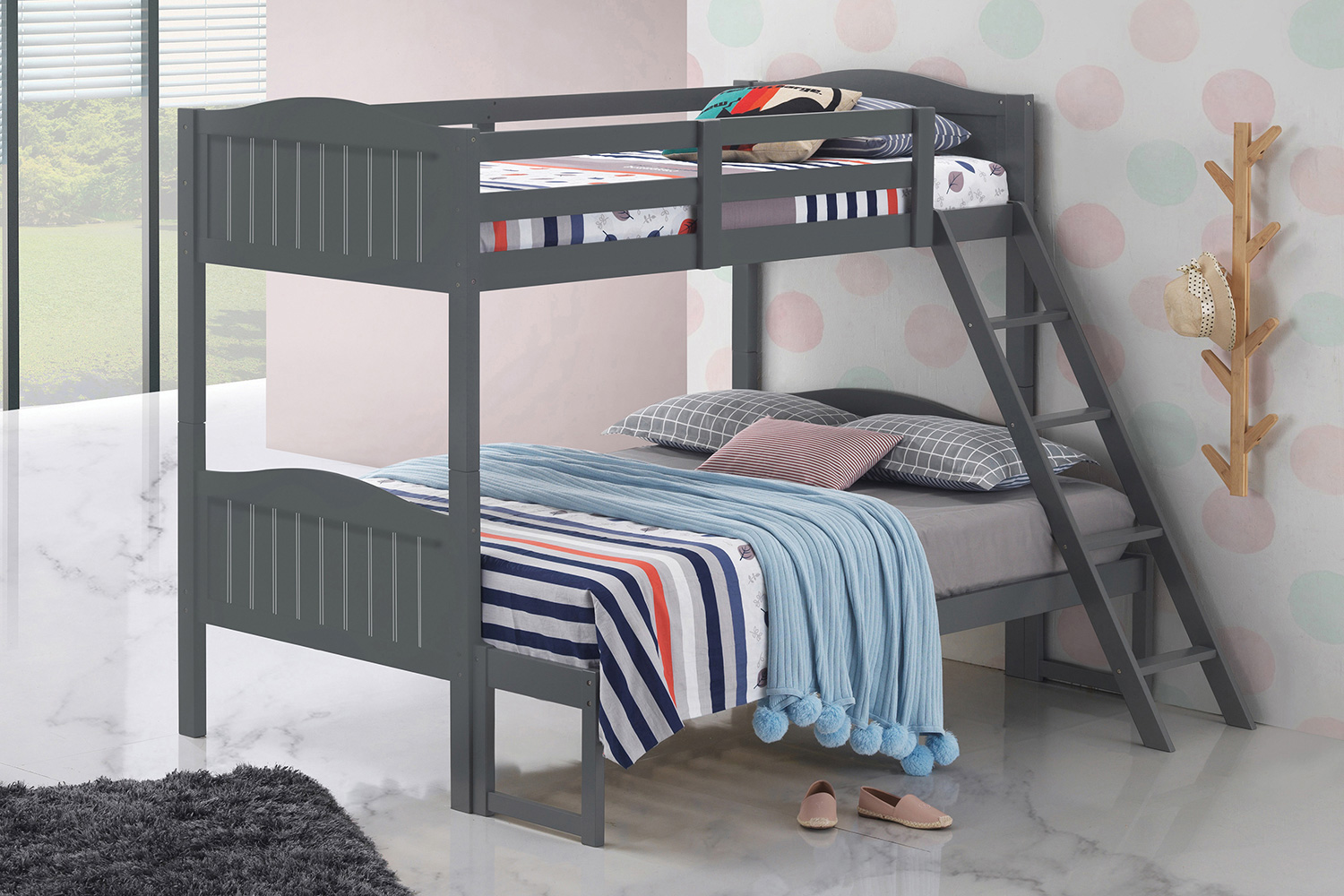 Coaster Littleton Twin/Full Bunk Bed with Ladder - Gray