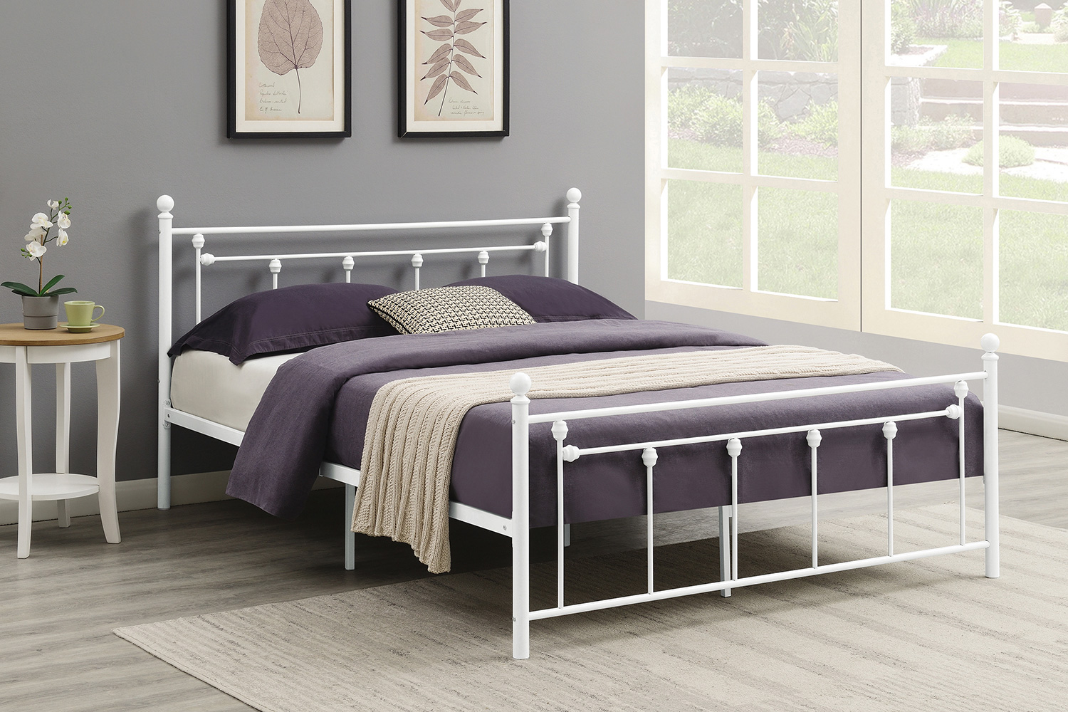 Coaster Canon Metal Slatted Headboard Platform Queen Bed - Matte White