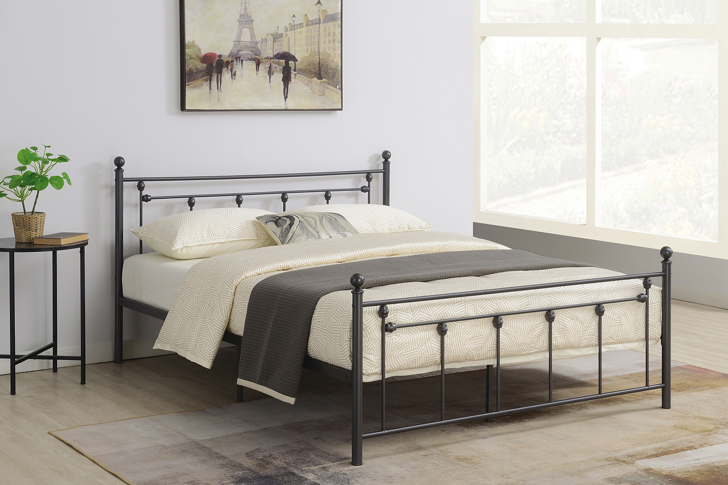 Coaster Canon Metal Slatted Headboard Platform Queen Bed - Gunmetal