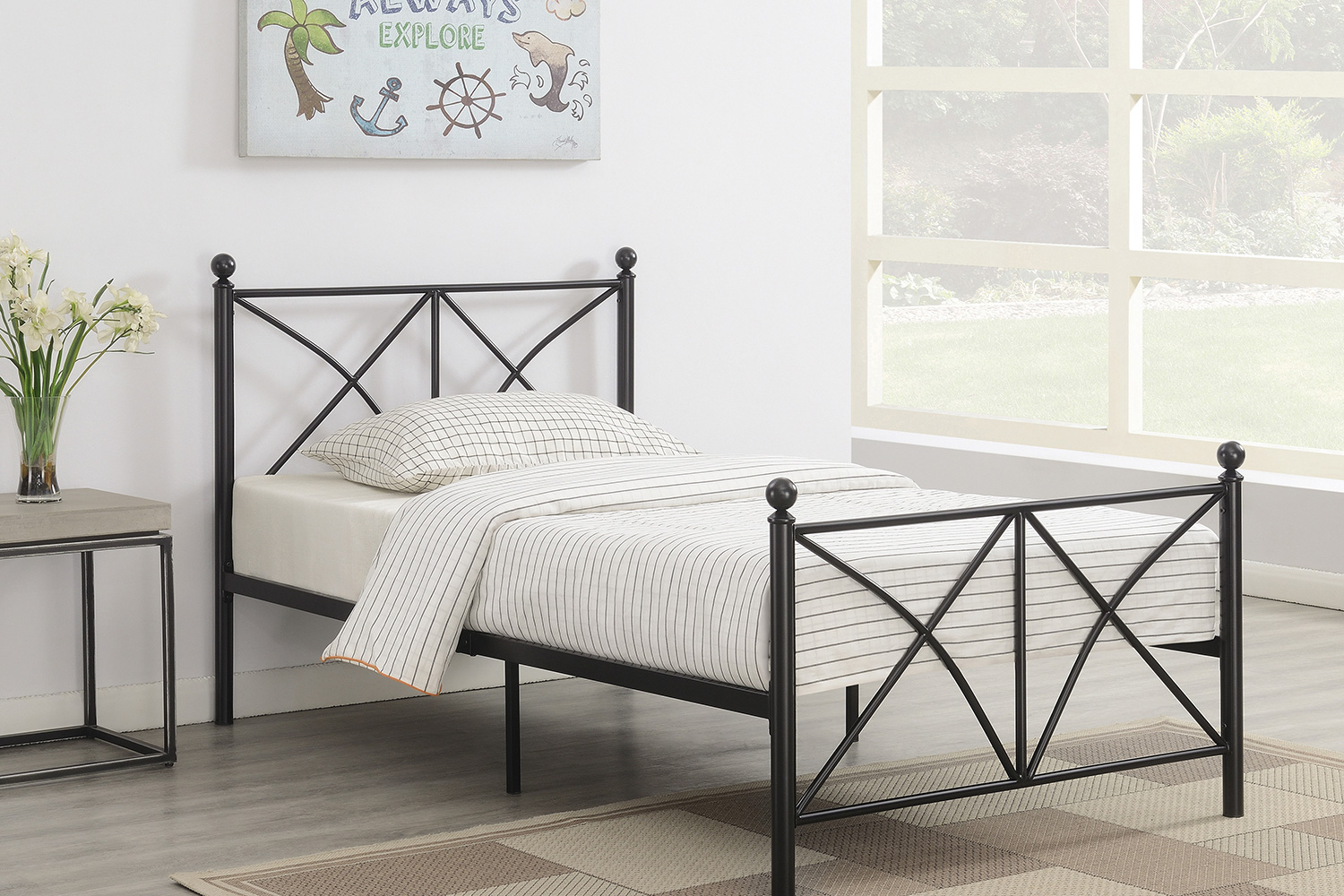 Coaster Hart Metal Platform Full Bed - Matte Black