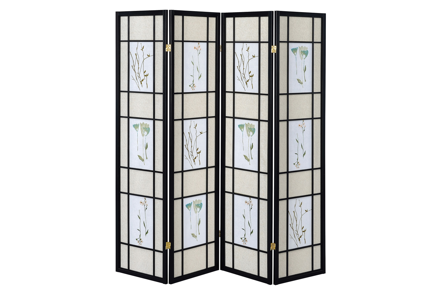 Coaster - 4-Panel Floral Print Folding Screen in Multi-Color