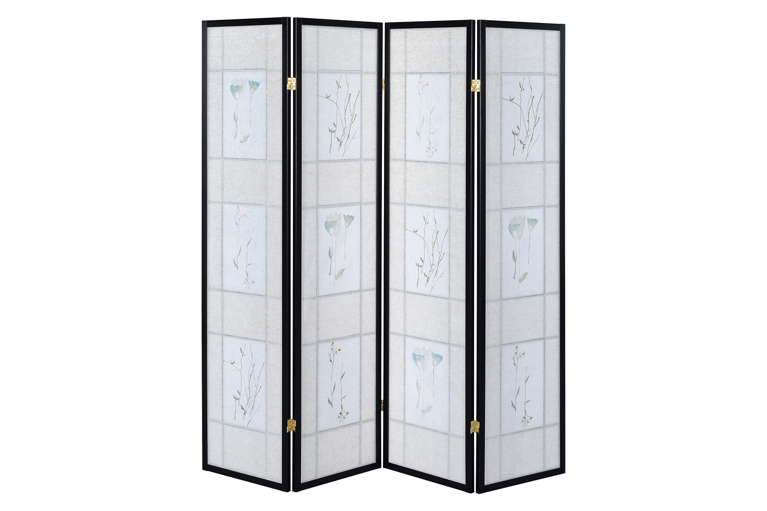 Coaster - 4-Panel Floral Print Folding Screen in Multi-Color