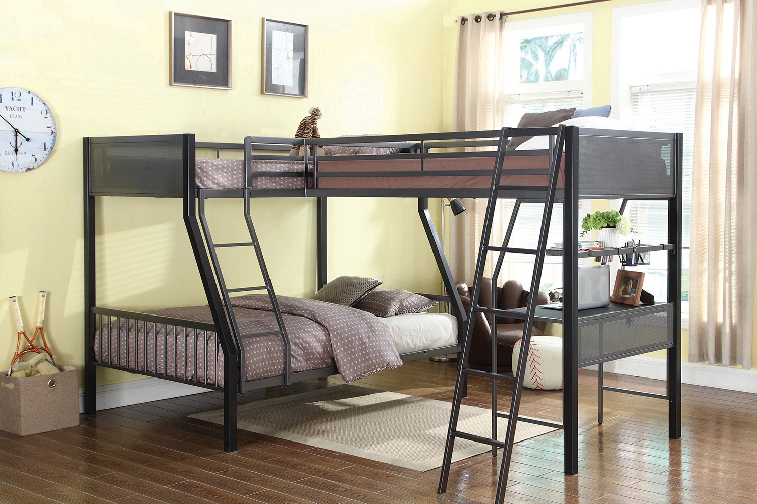 Coaster Meyers 2-Piece Metal Twin Over Full Bunk Bed Set - Black/Gunmetal