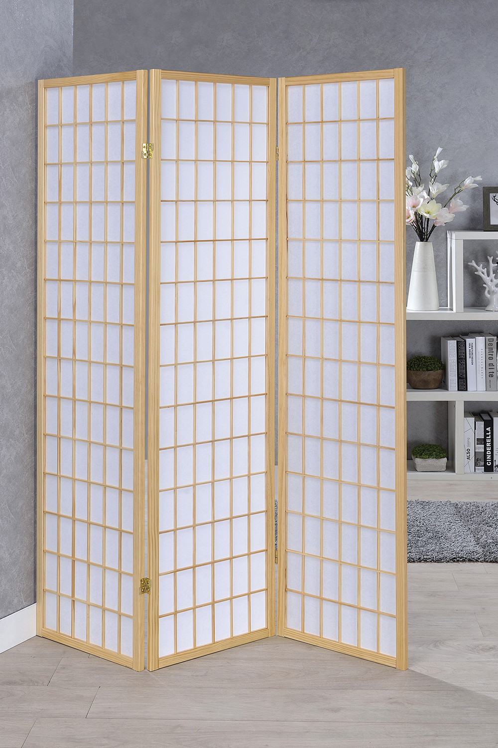 Coaster 3-Panel Folding Screen - Natural/White