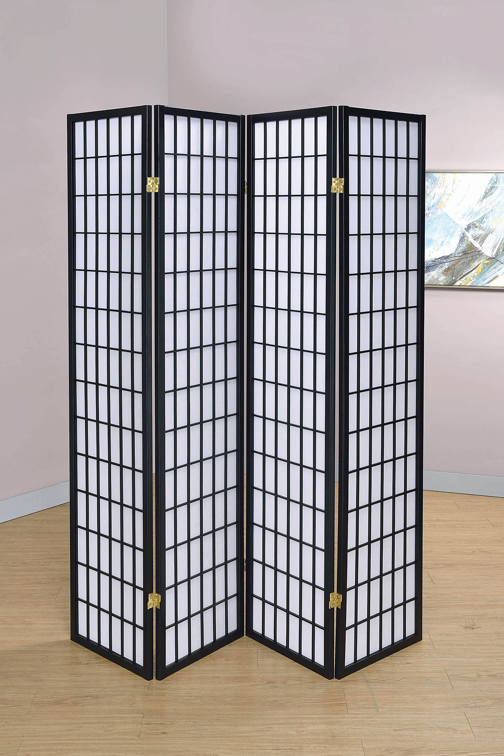 Coaster 4-Panel Folding Screen - Black/White