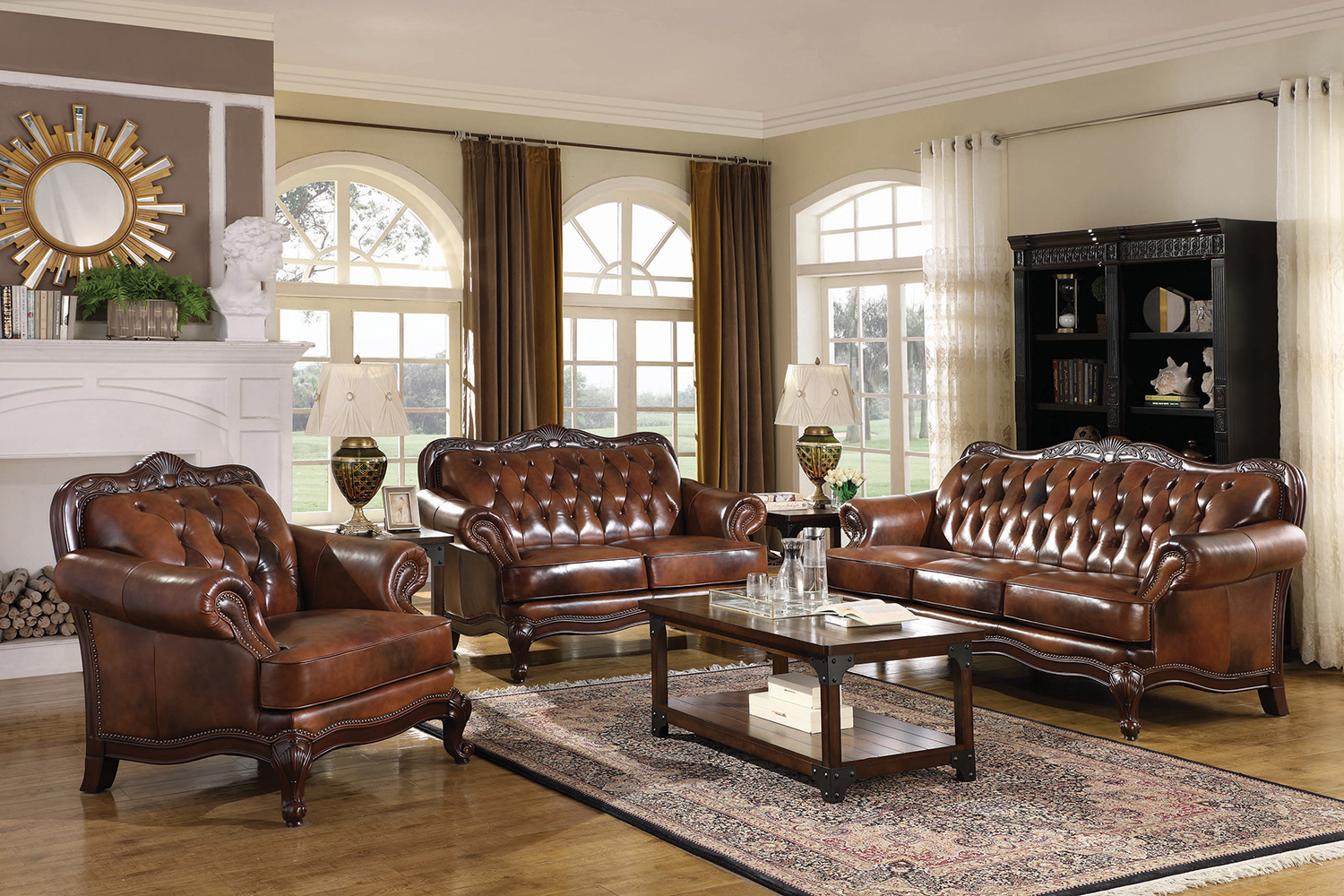 Coaster - Victoria Rolled Arm Chair in Tri-Tone Brown