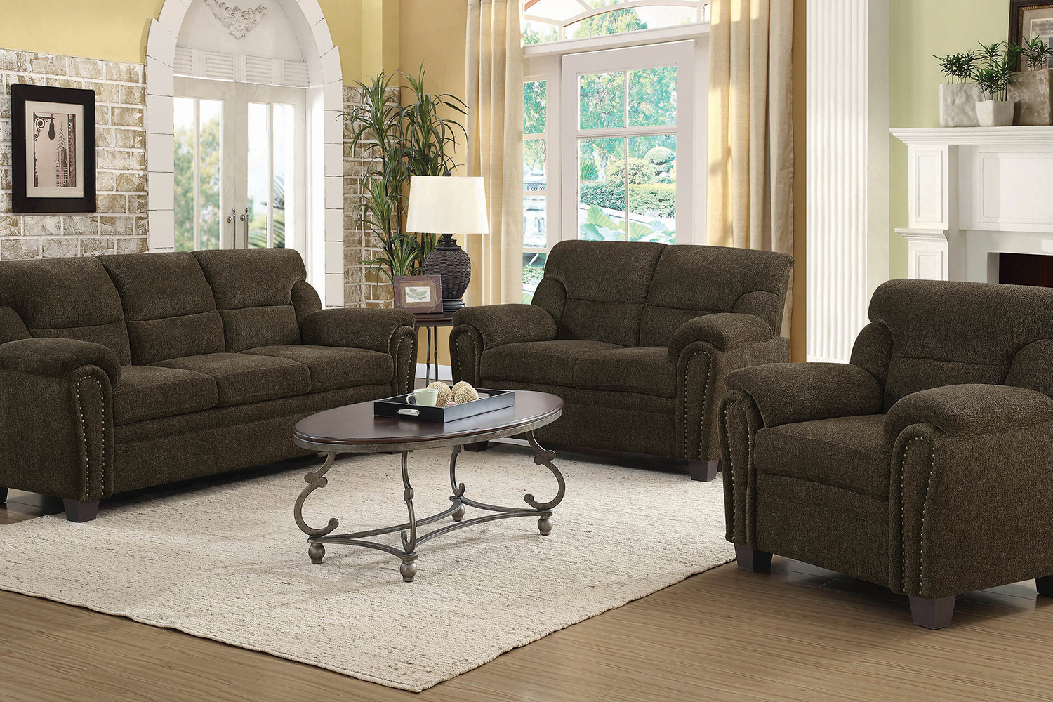 Coaster Clemintine Upholstered Chair with Nailhead Trim - Brown