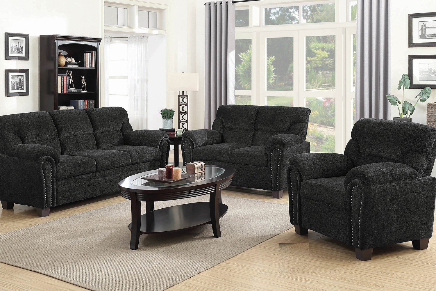 Coaster Clemintine Upholstered Chair with Nailhead Trim - Graphite
