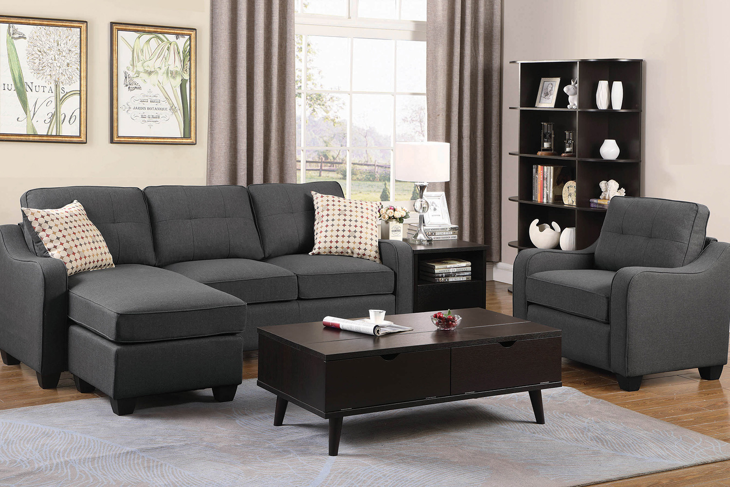 Coaster - Nicolette Upholstered Tufted Chair in Dark Gray