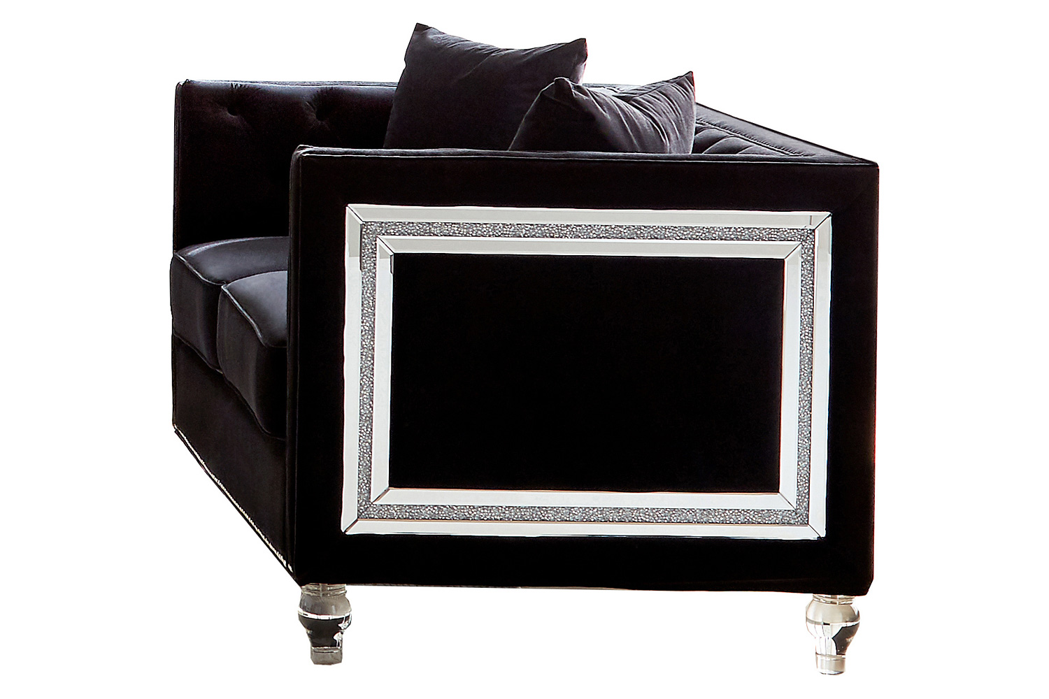 Coaster - Delilah Upholstered Tufted Tuxedo Arm Sofa in Black