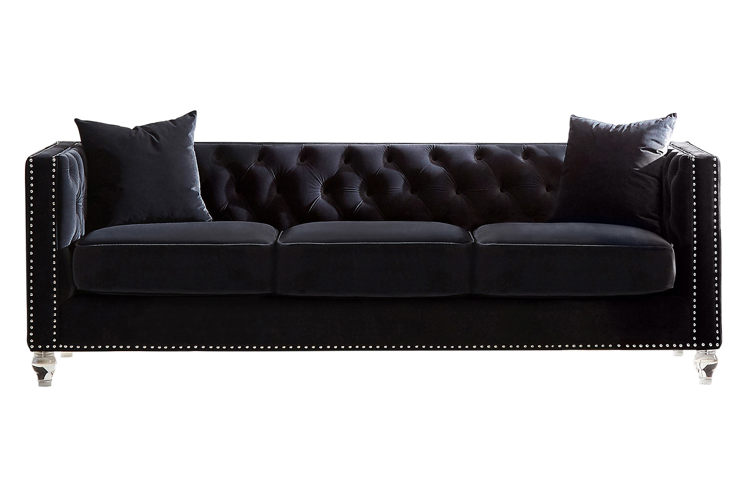 Coaster - Delilah Upholstered Tufted Tuxedo Arm Sofa in Black