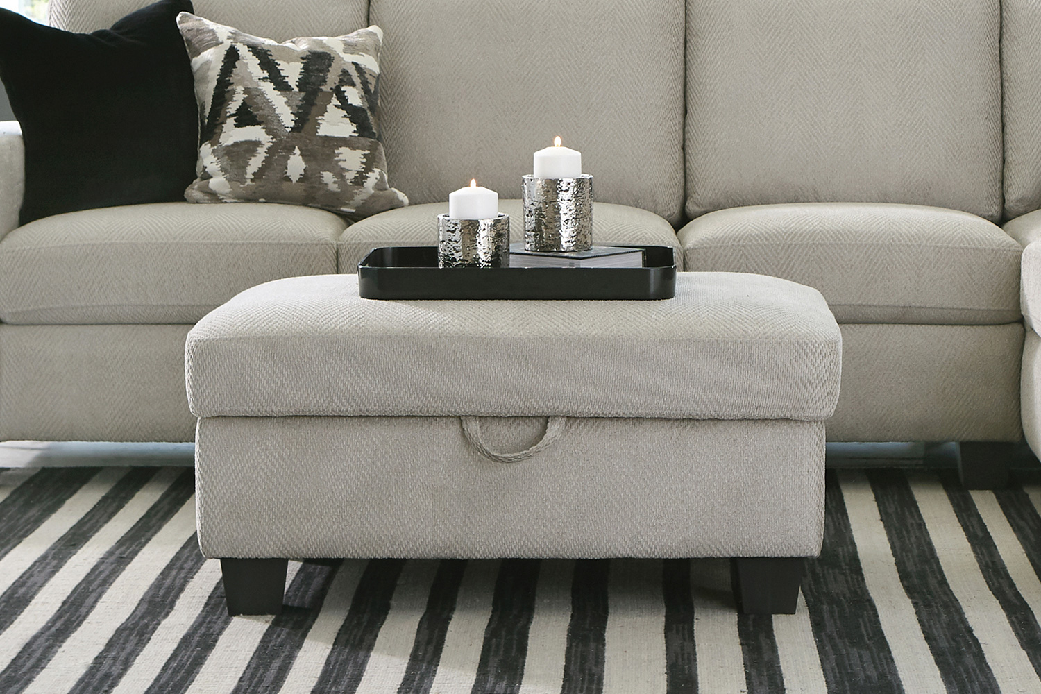 Coaster - Whitson Upholstered Storage Ottoman in Stone