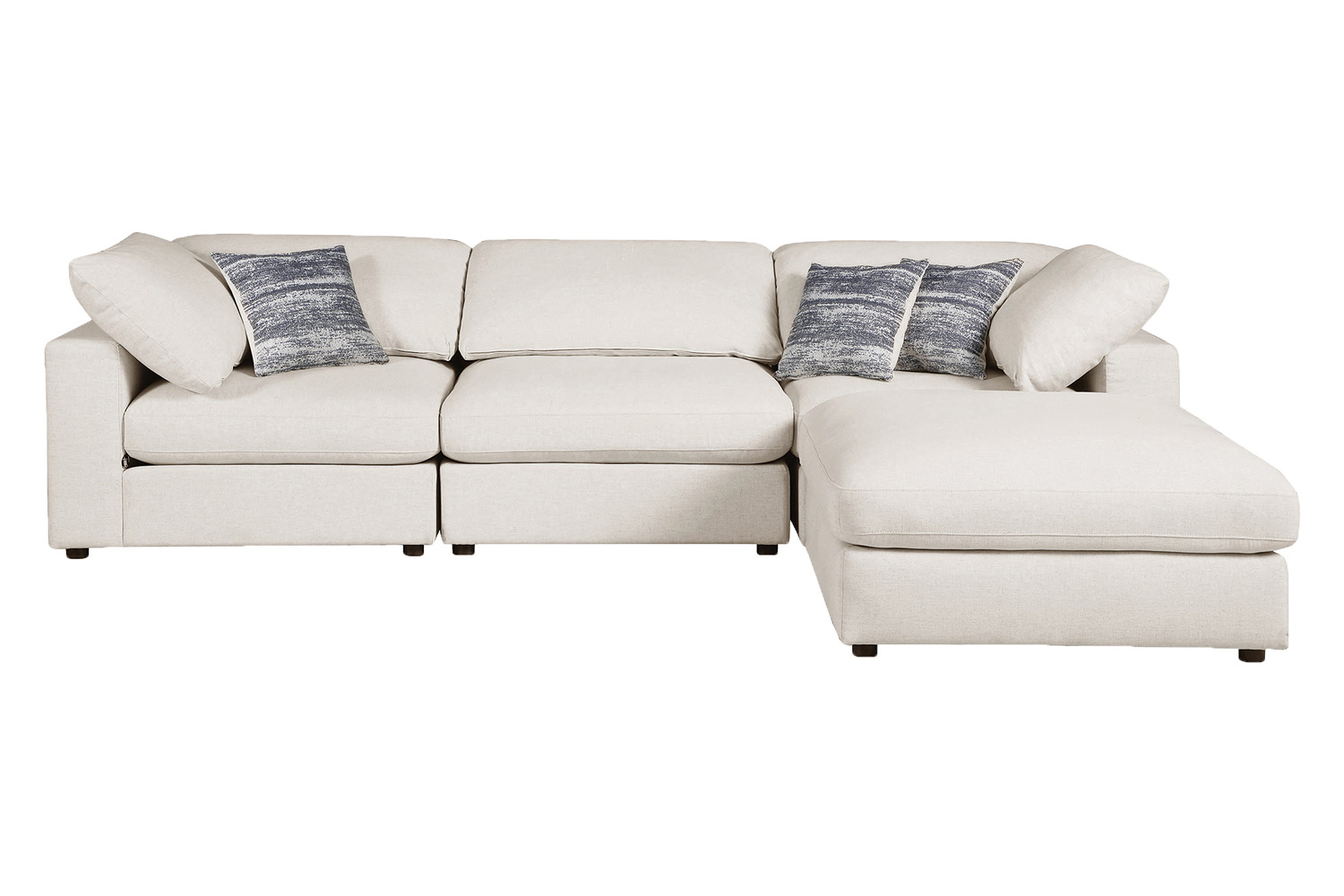 Coaster Serene 4-Piece Upholstered Modular Sectional - Armless Chair, 2 Corners And Ottoman, Beige