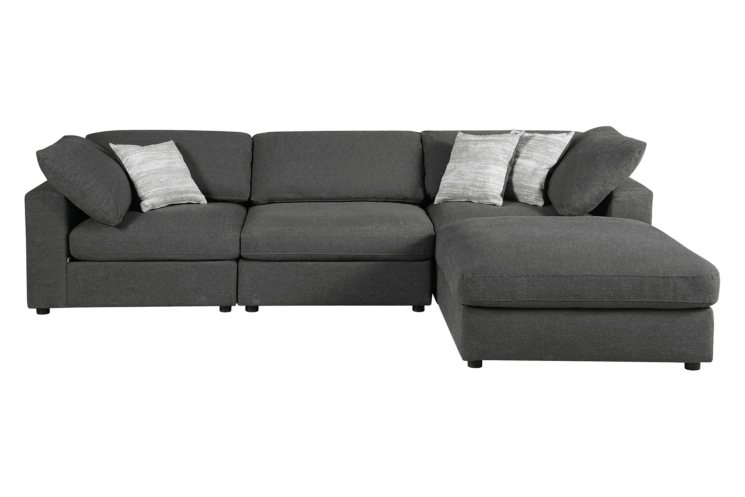 Coaster Serene 4-Piece Upholstered Modular Sectional - Armless Chair, 2 Corners And Ottoman, Charcoal