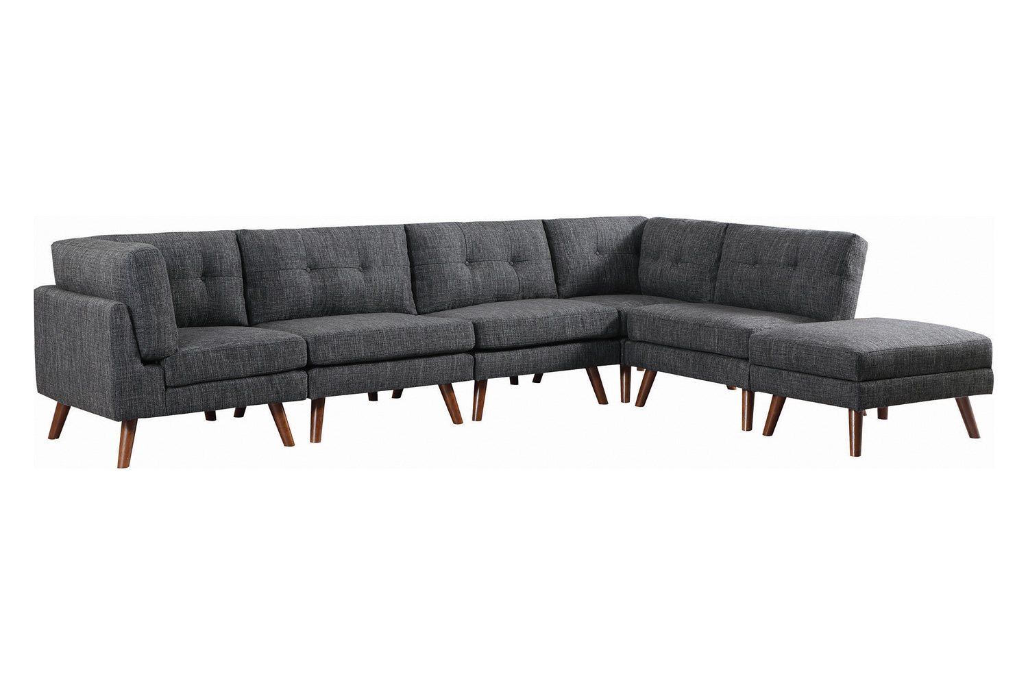 Coaster - Churchill Tufted Cushion Back Corner in Dark Gray/Walnut