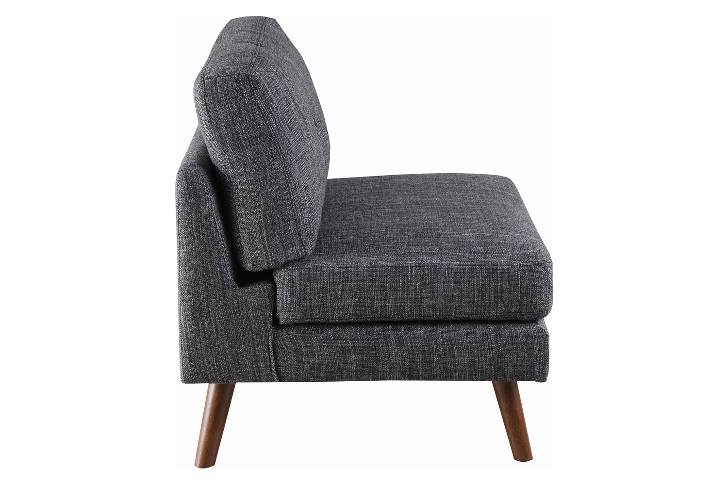 Coaster - Churchill Tufted Cushion Back Armless Chair in Dark Gray/Walnut