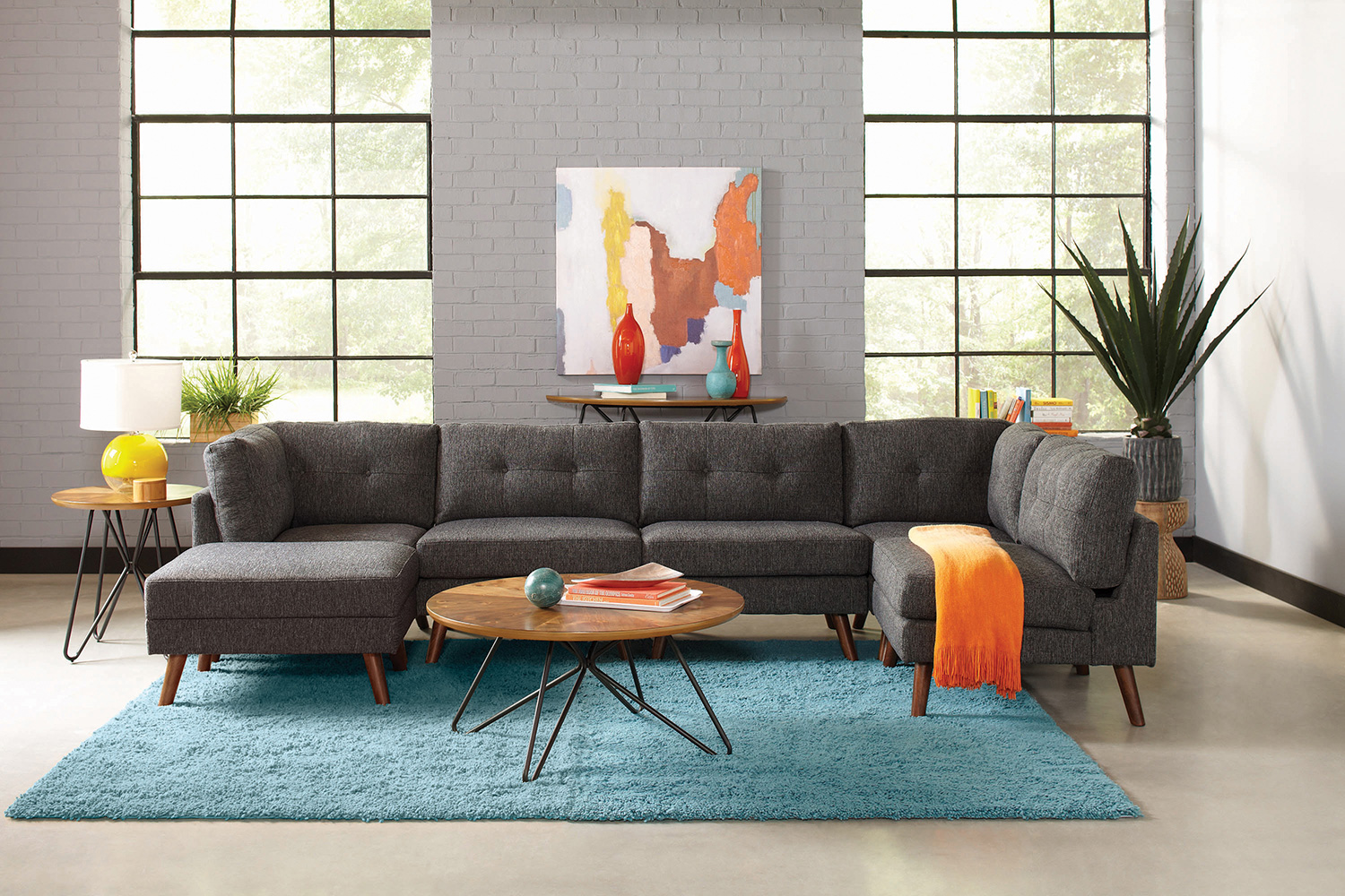 Coaster - Churchill Tufted Cushion Back Armless Chair in Dark Gray/Walnut
