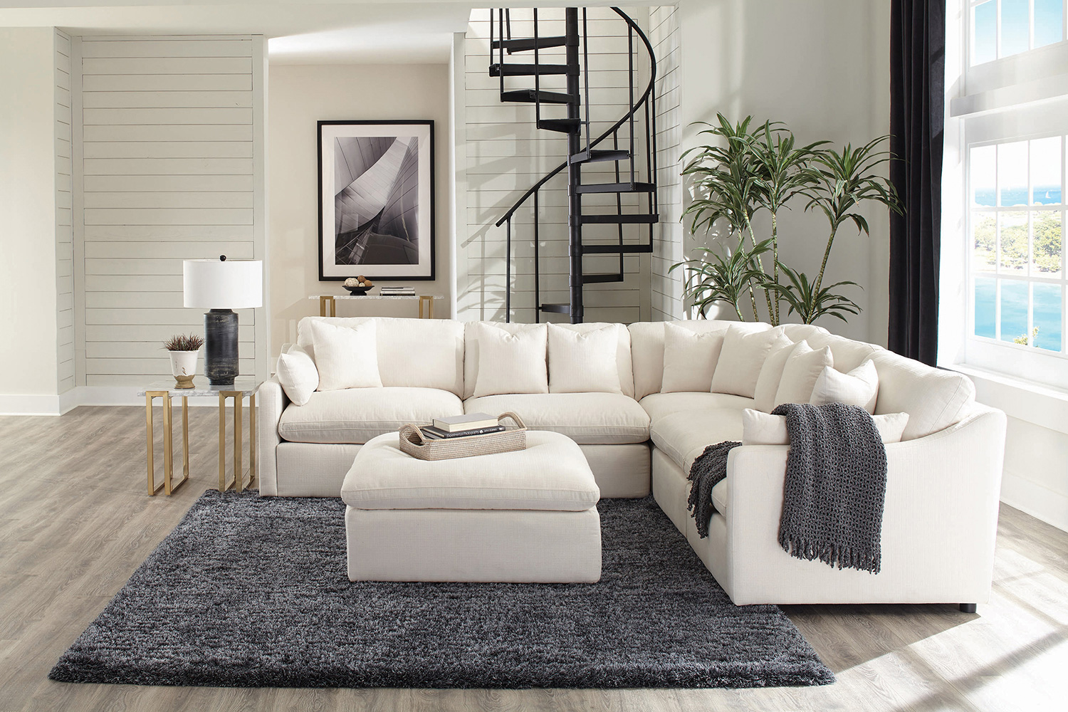 Coaster - Hobson Cushion Back Corner in Off-White