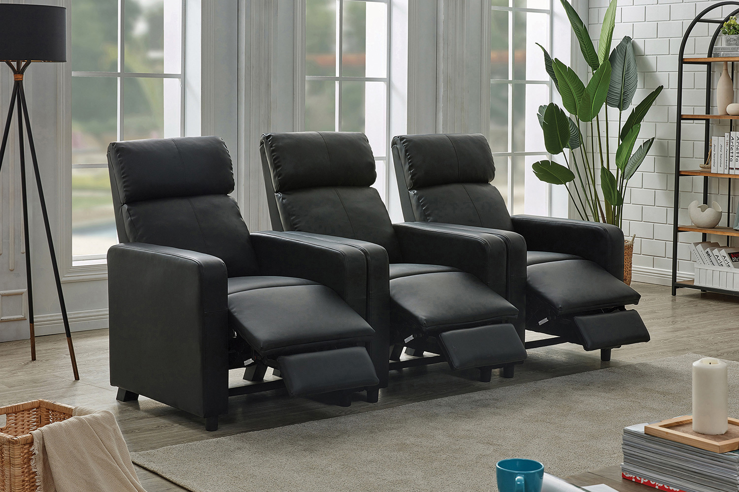 Coaster - Toohey Upholstered Tufted Recliner Living Room Set in 3 Recliners, Black