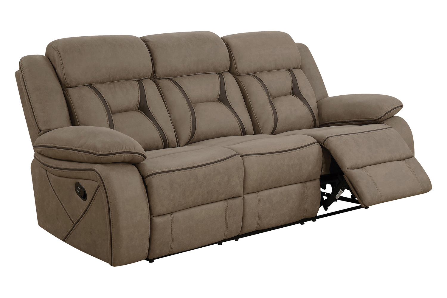 Coaster Higgins Upholstered Tufted Living Room Set with Glider Recliner - Tan