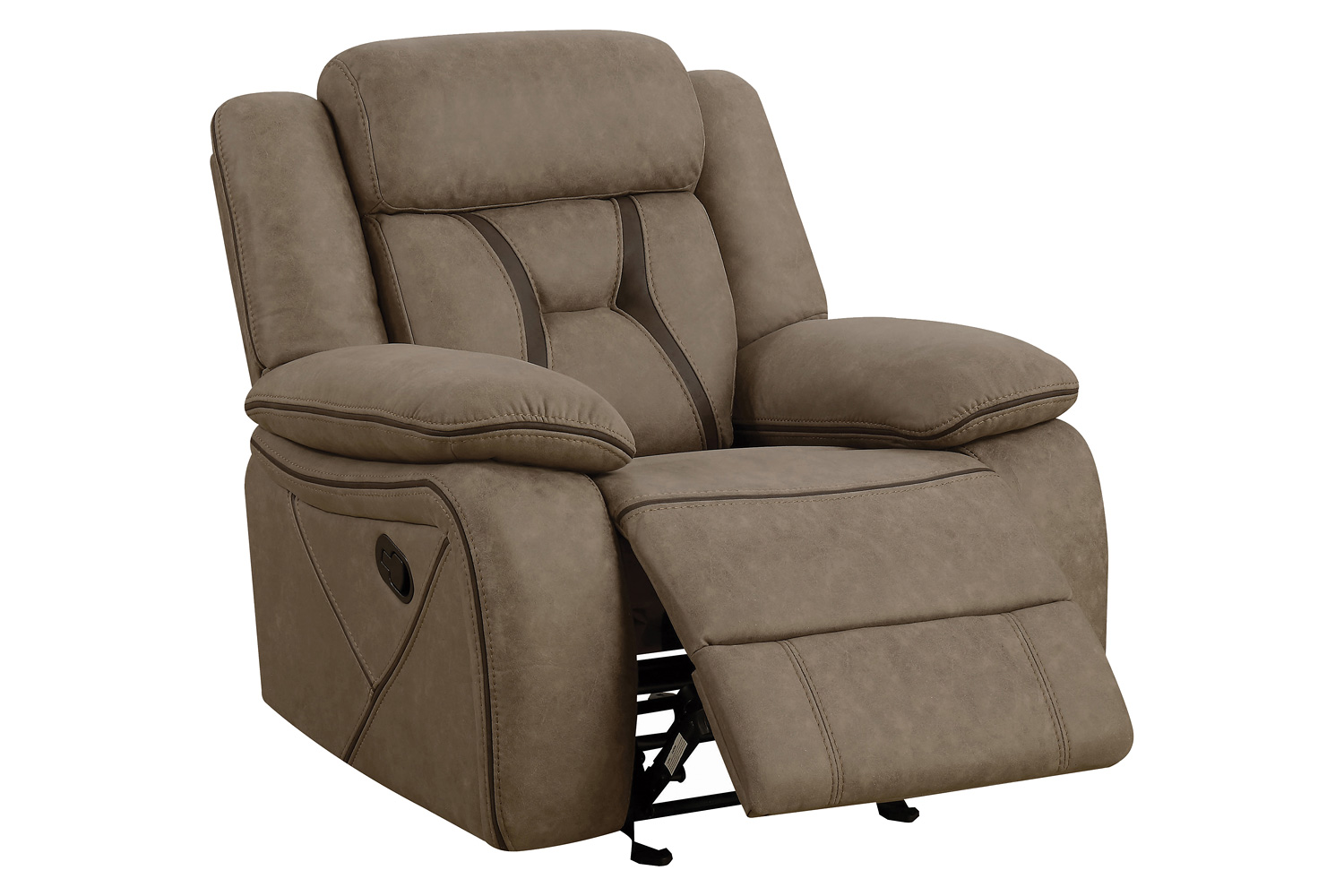 Coaster Higgins Upholstered Tufted Living Room Set with Glider Recliner - Tan