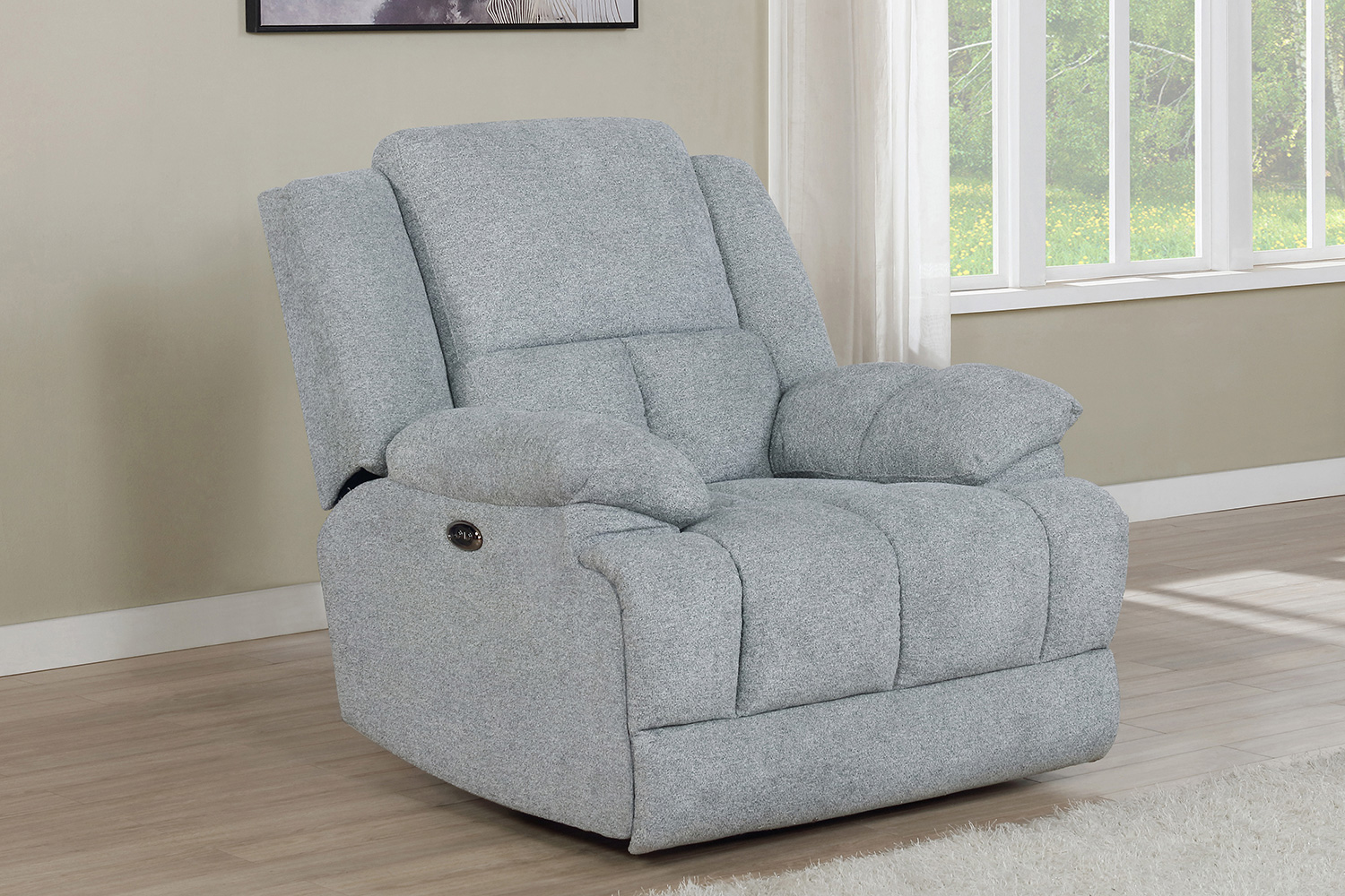 Coaster Waterbury Upholstered Power Glider Recliner - Gray