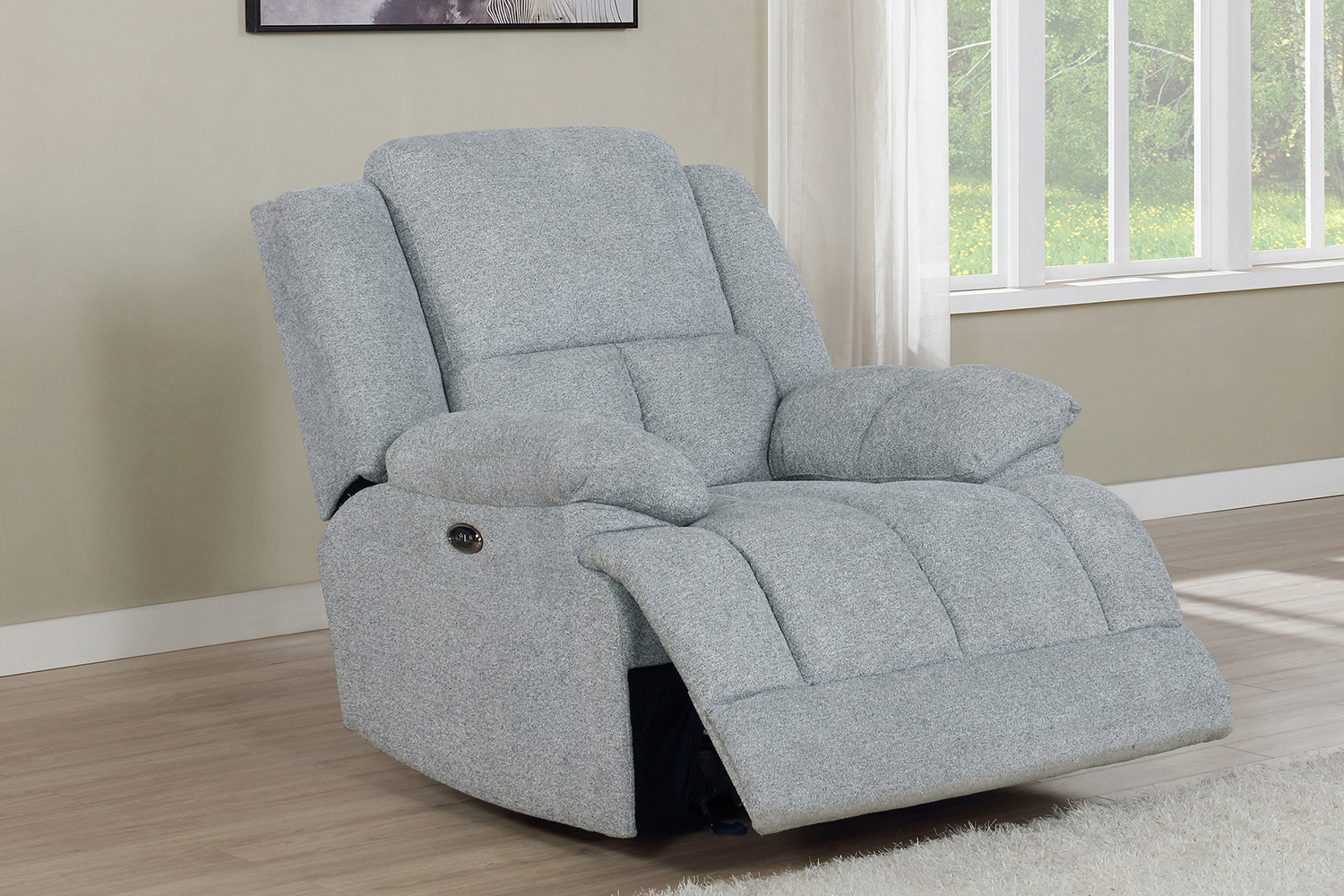 Coaster Waterbury Upholstered Power Glider Recliner - Gray