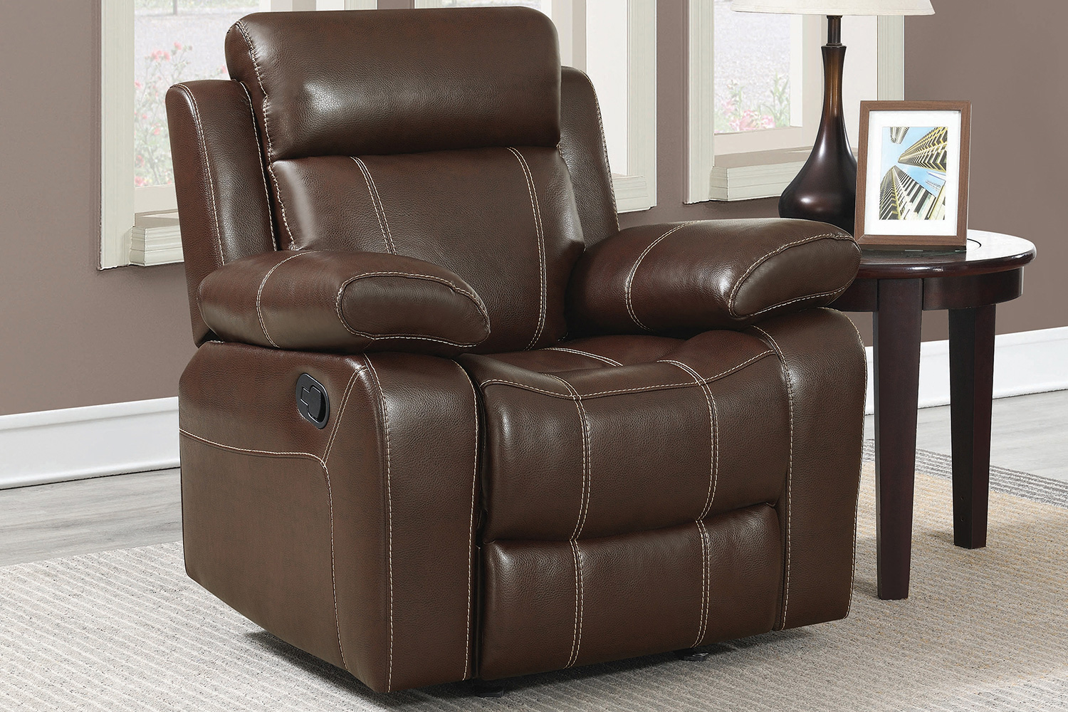 Coaster Myleene Pillow Top Arm Glider Recliner - Chestnut