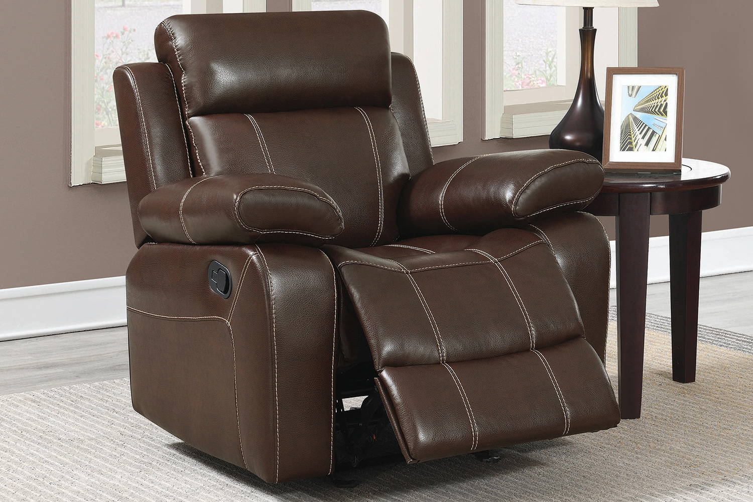 Coaster Myleene Pillow Top Arm Glider Recliner - Chestnut