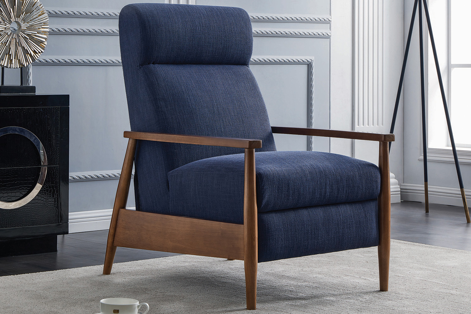 Coaster Upholstered Push-Back Recliner - Navy Blue