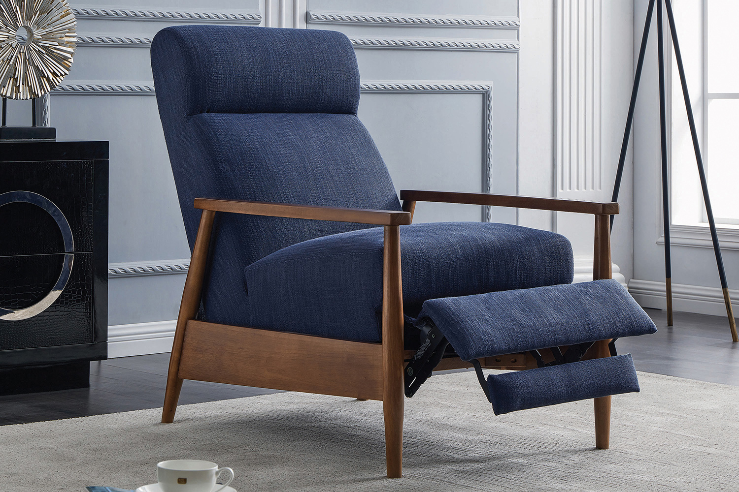 Coaster Upholstered Push-Back Recliner - Navy Blue