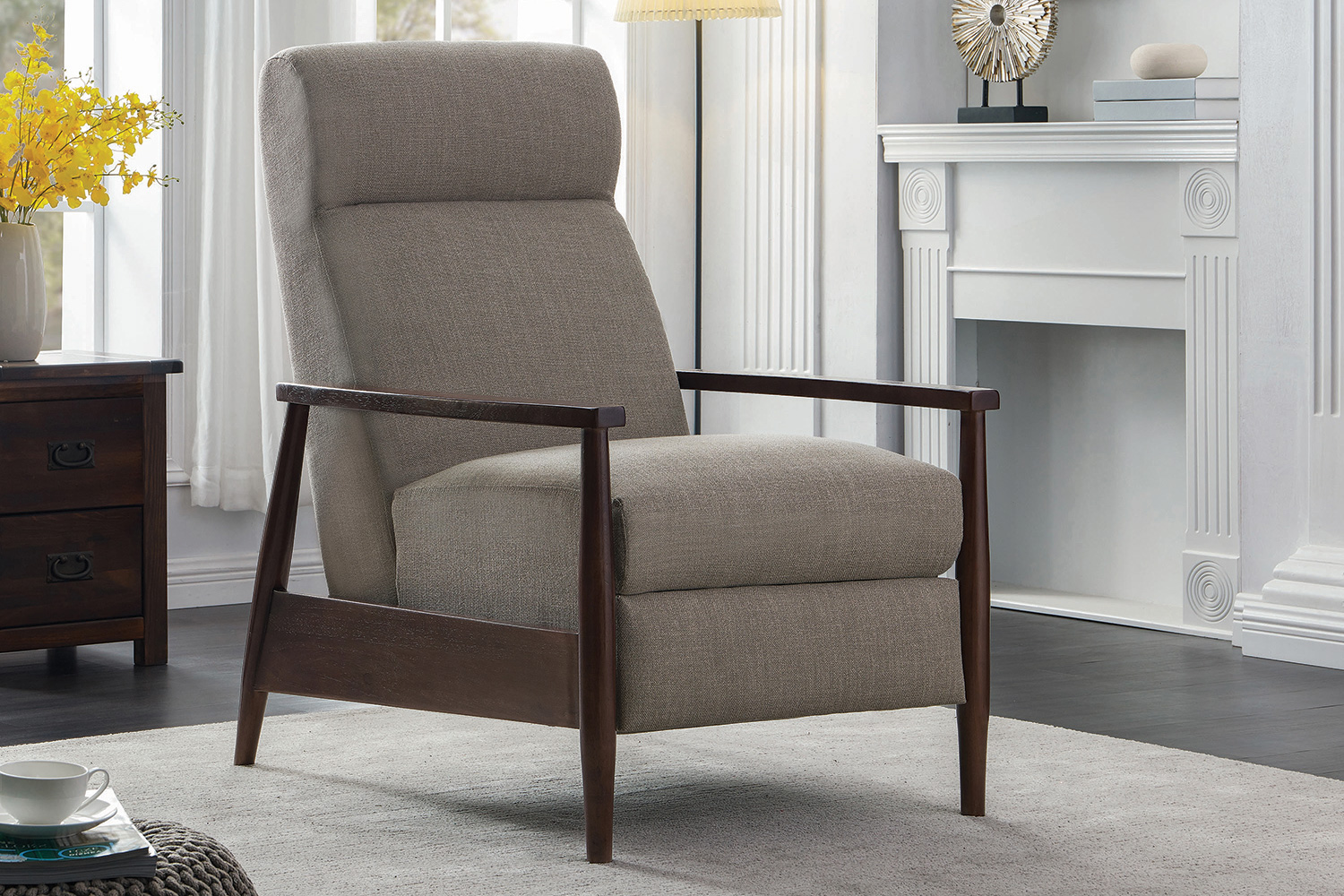 Coaster Upholstered Push-Back Recliner - Cream