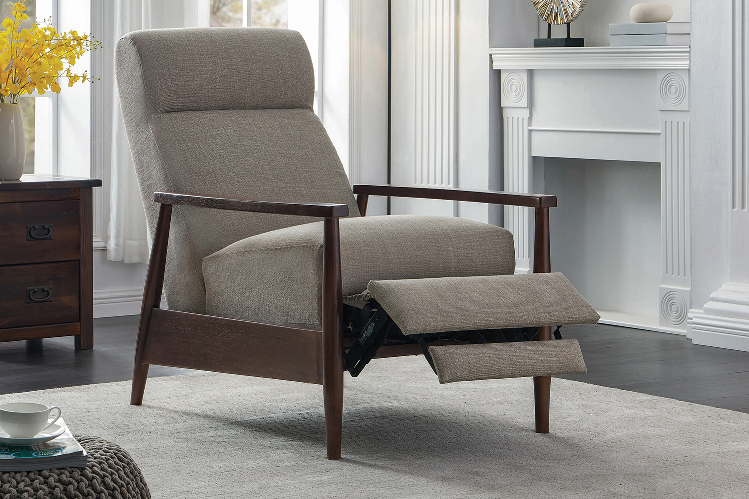 Coaster Upholstered Push-Back Recliner - Cream