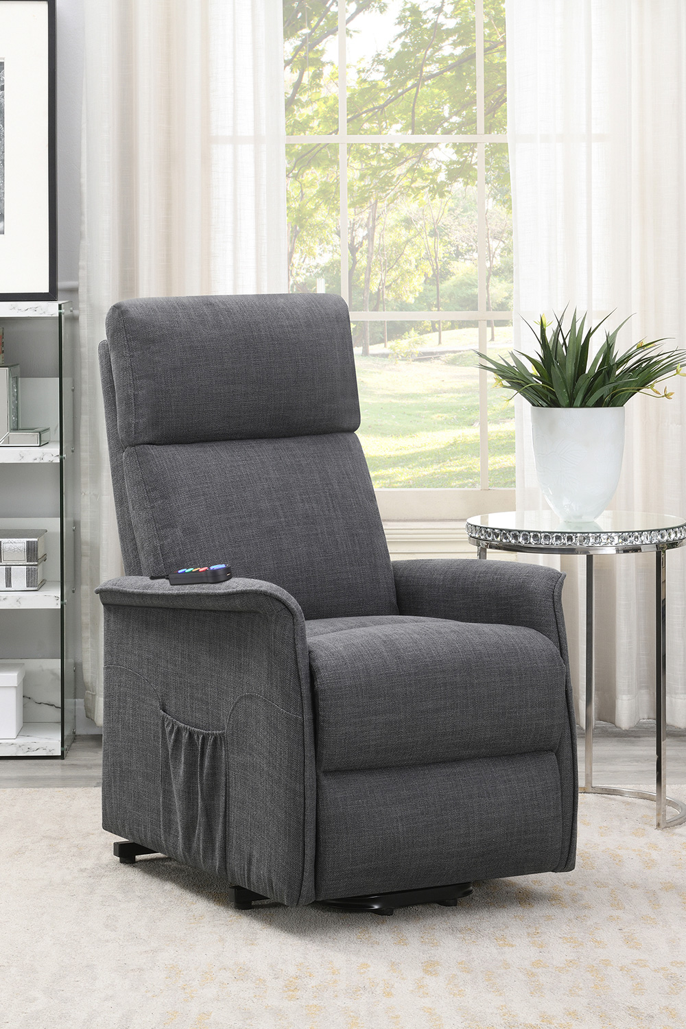 Coaster Power Lift Recliner with Wired Remote - Charcoal