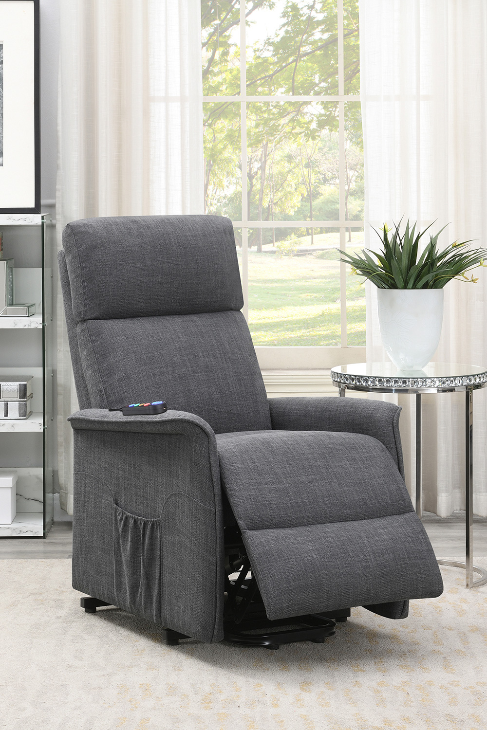 Coaster Power Lift Recliner with Wired Remote - Charcoal