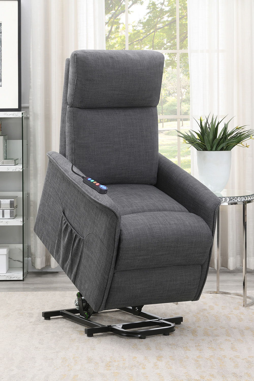 Coaster Power Lift Recliner with Wired Remote - Charcoal