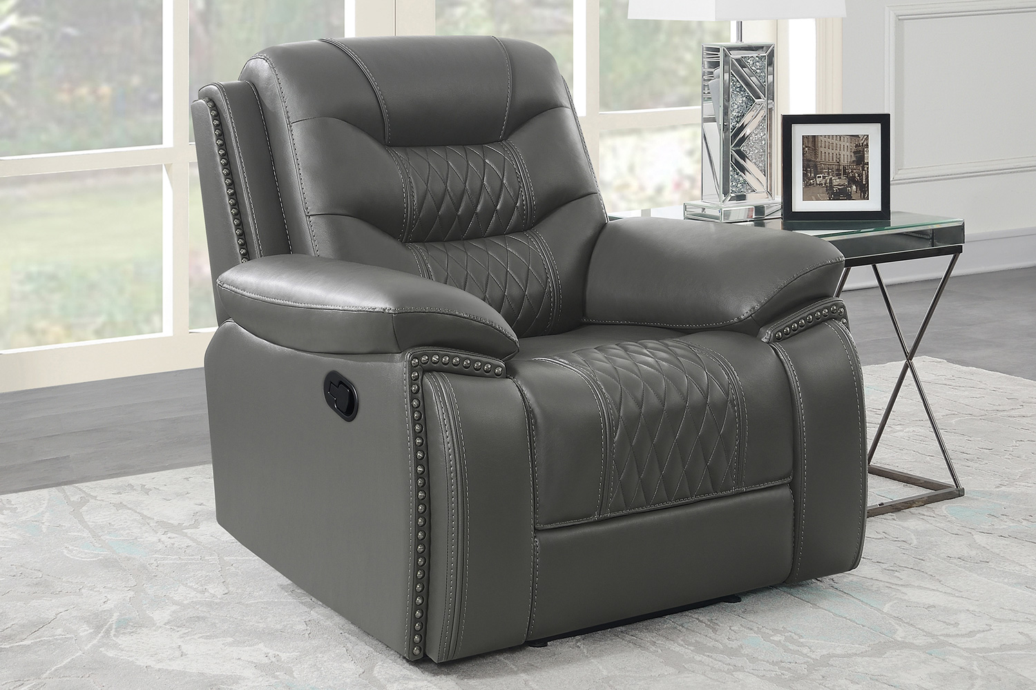 Coaster Flamenco Tufted Upholstered Recliner - Charcoal