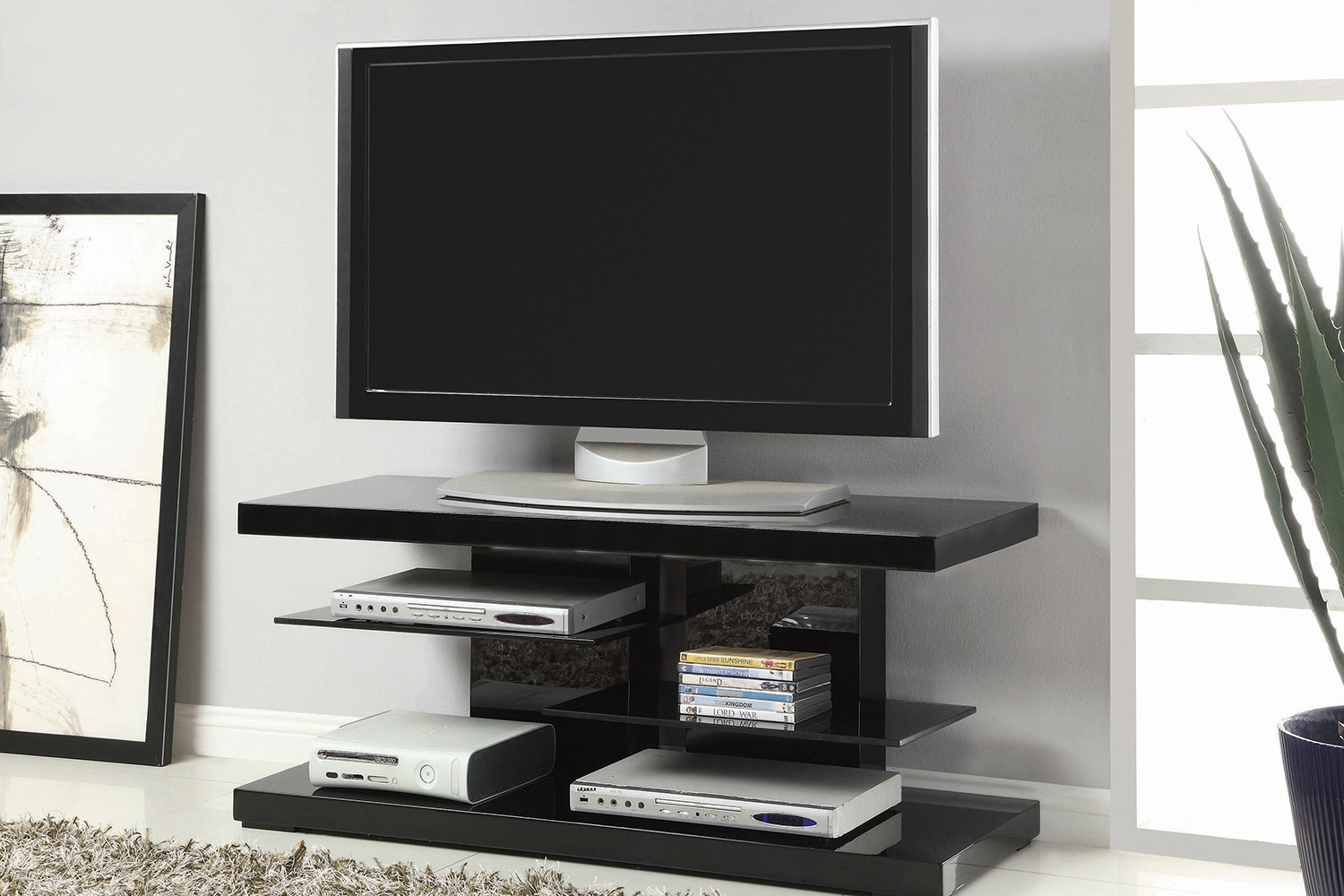 Coaster 2-Shelf TV Console - Glossy Black