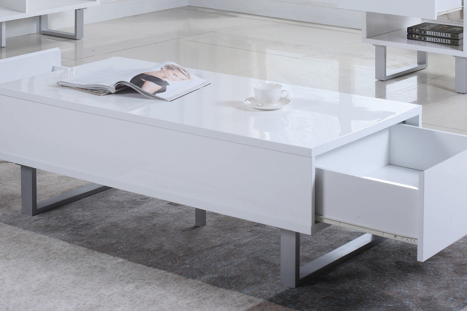 Coaster - 2-Drawer Coffee Table in High Glossy White