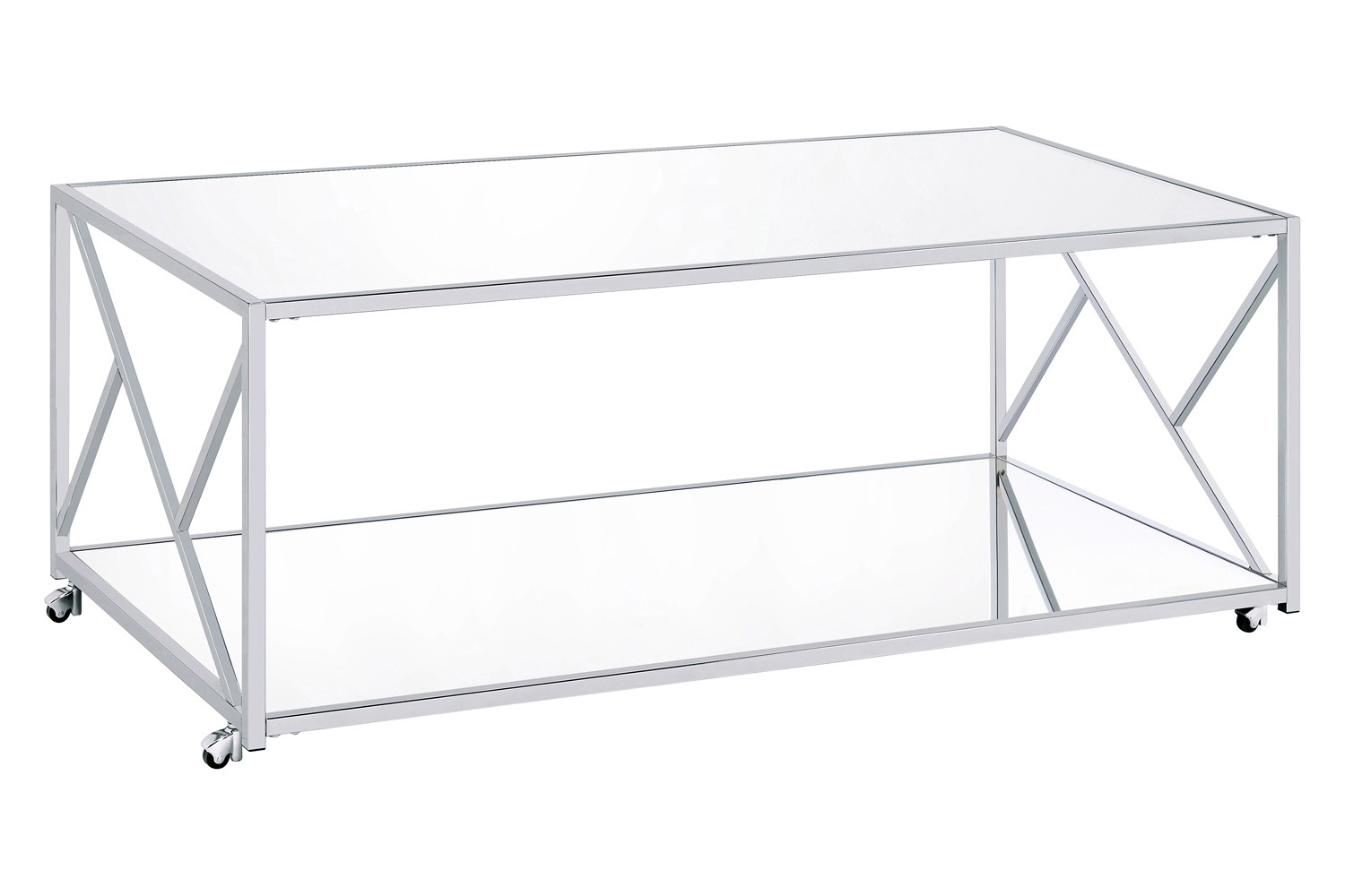 Coaster - 3-Piece Occasional Table Set in Clear Mirror/Chrome