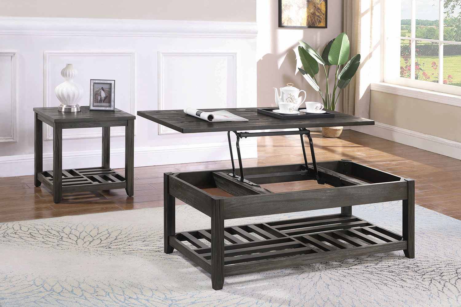 Coaster - 1-Shelf Rectangular End Table in Gray