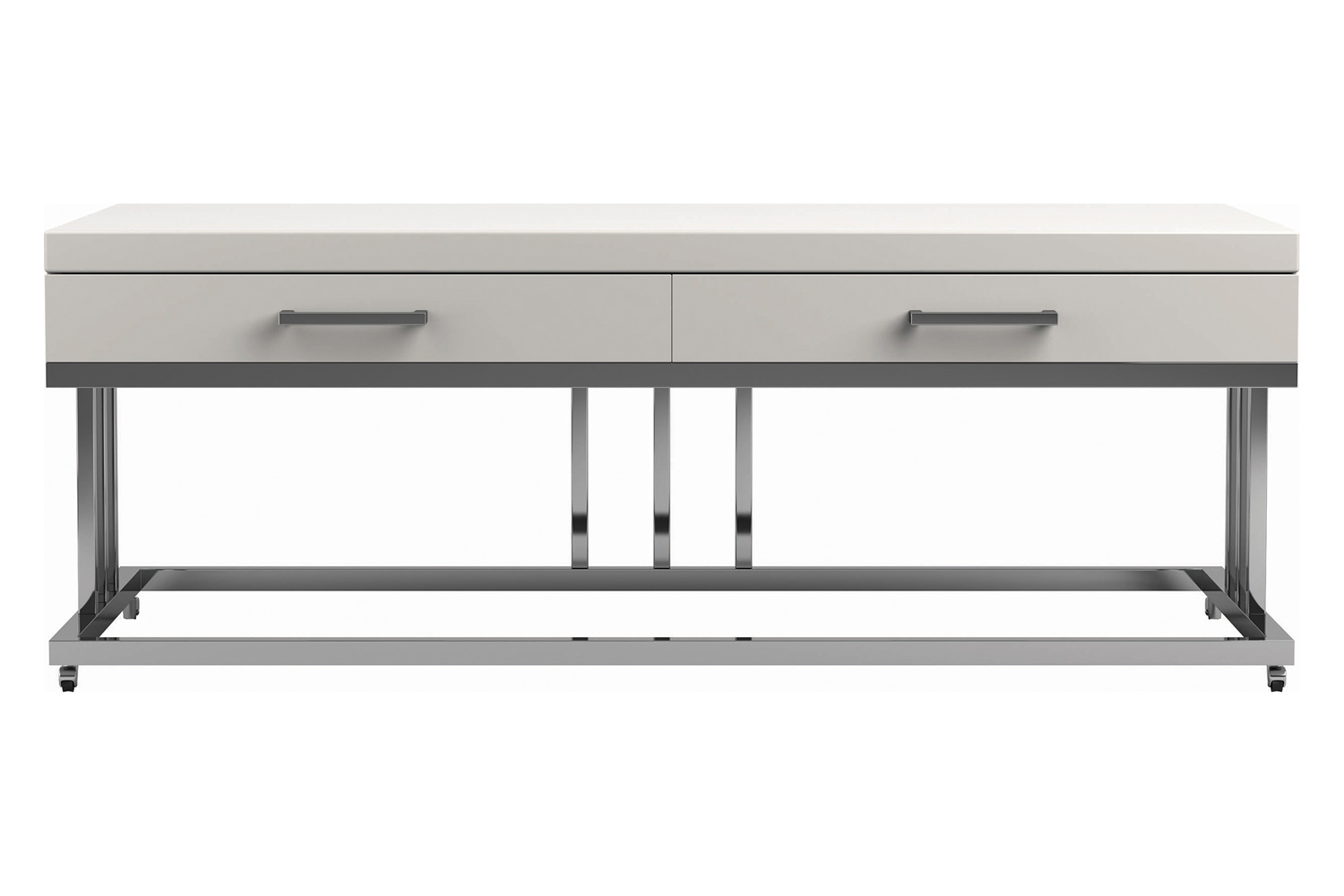 Coaster - 2-Drawer Rectangular Coffee Table in Glossy White/Chrome